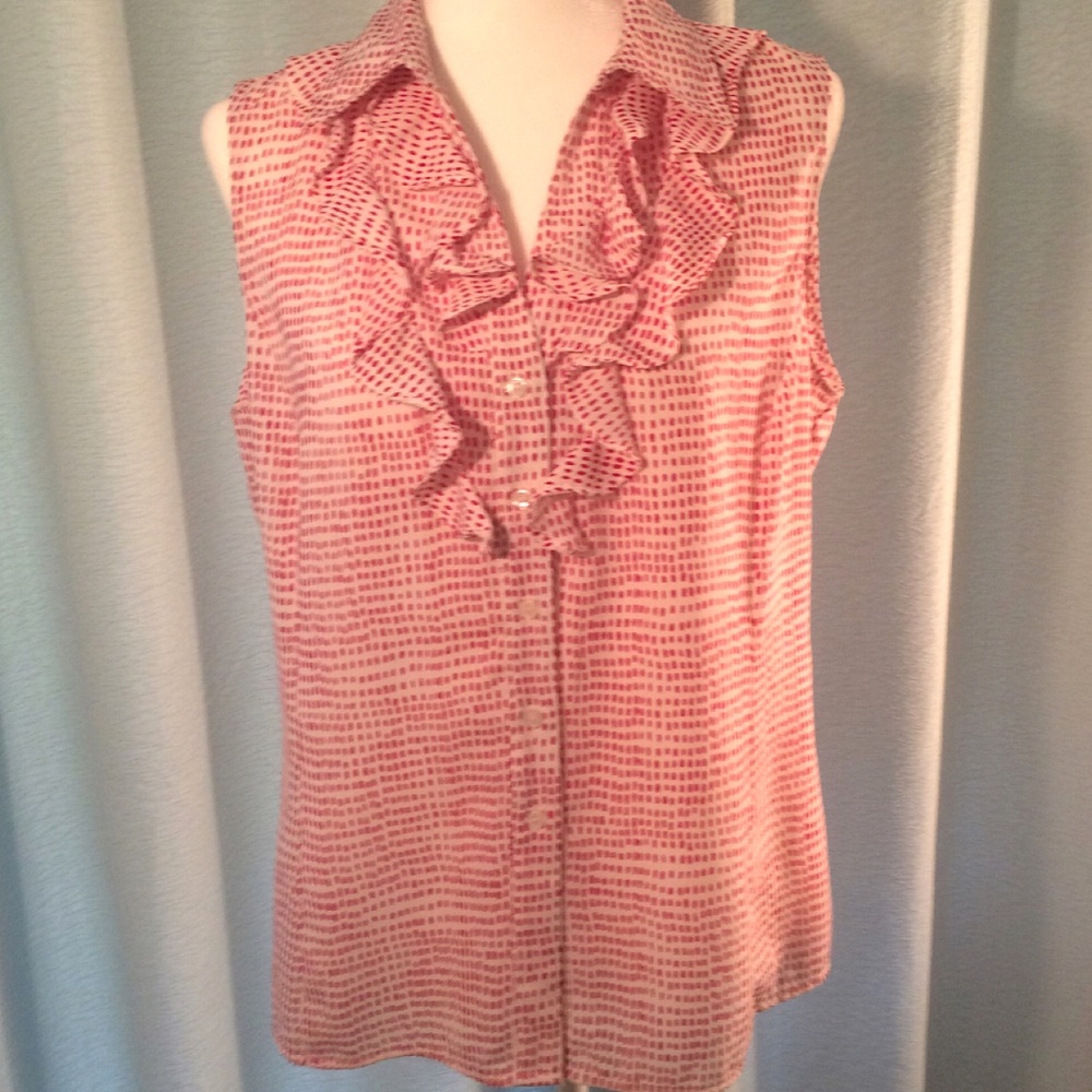 Tahari Arthur S. Levine Sleveless Ruffled Blouse